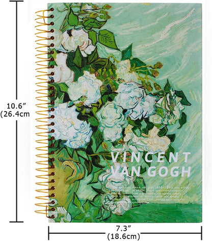Top Spiral Notebook 8.5x11, A4 Large Leather Hardcover Top Bound Steno Pads, 240 Pages 100gsm Thick Lined Paper,Wide Ruled,Left Handed Notebook Journal for Work, School - Black