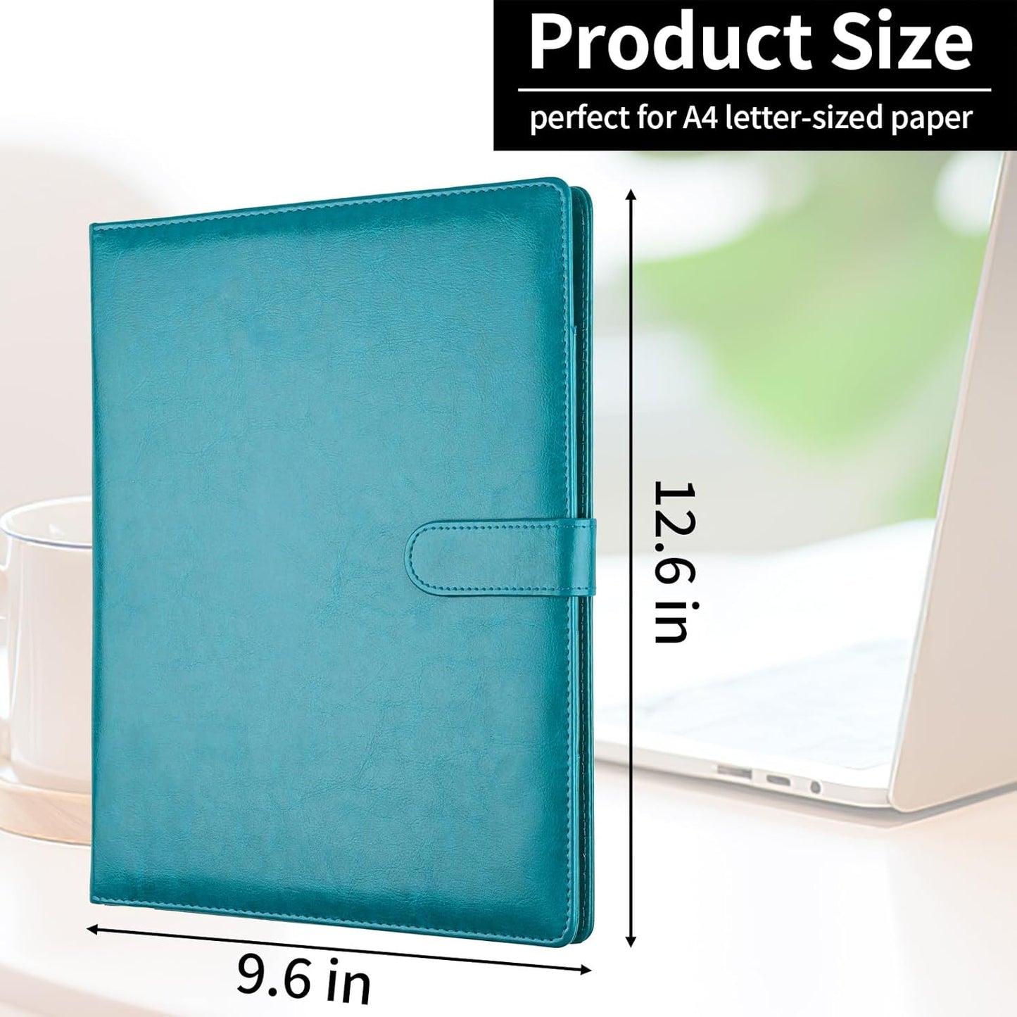 Professional Padfolio with Clipboard, Faux Leather Portfolio Folder Binder, Legal Pad Holder for A4 Letter Size Notepad, Resume, Writing Pad, Ideal Organizer for Business Office Conference, Black