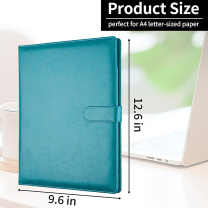Professional Padfolio with Clipboard, Faux Leather Portfolio Folder Binder, Legal Pad Holder for A4 Letter Size Notepad, Resume, Writing Pad, Ideal Organizer for Business Office Conference, Black