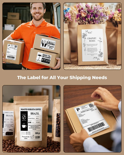 MUNBYN Thermal Direct Shipping Label (Pack of 500 4x6 Per Fanfold Labels) - Commercial Grade