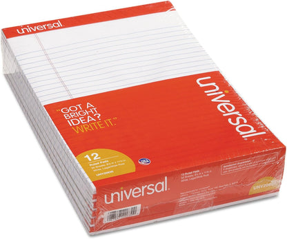 Universal 20630 Perforated Edge Writing Pad, Legal Ruled, Letter, White, 50 Sheet (Pack of 12)