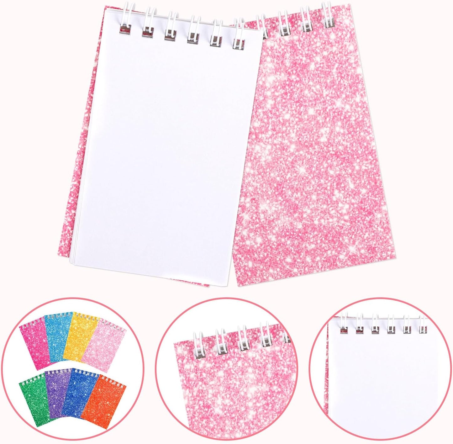 Hooqict 24 Pack Small Pocket Notebook Mini Notebooks Bulk Small Spiral Notepads with 8 Colors, Memo Note Pads for Kids, Work, Office, School, 3.9 x 2.4 Inches