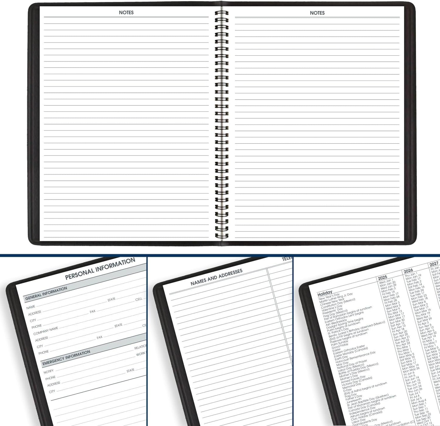 AT-A-GLANCE Planner 2026-2027 Weekly Academic 14-Month July-August, Quarter-Hourly Appointment Book, 8-1/4" x 11", Black (7095705)