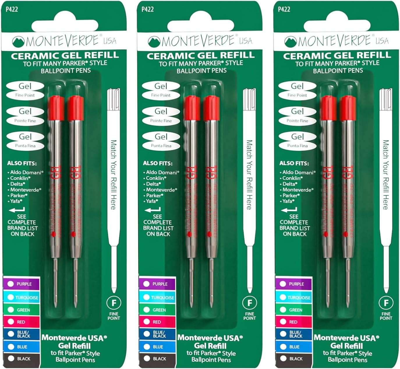 Monteverde® Capless Gel Refills to Fit Parker