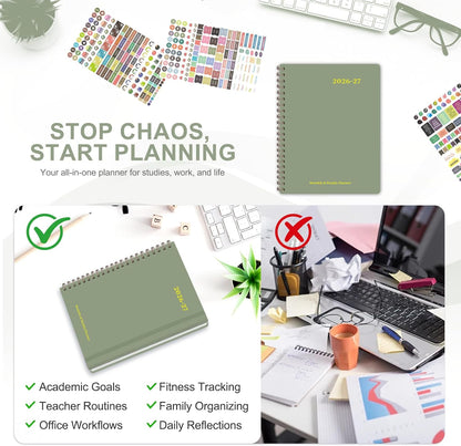 Planner 2026-2027, Weekly and Monthly Academic Year Calendar Planner, July 2026 - June 2027, Daily Agenda Book for Office School Supplies, A5(6.3'' x 8.5'')