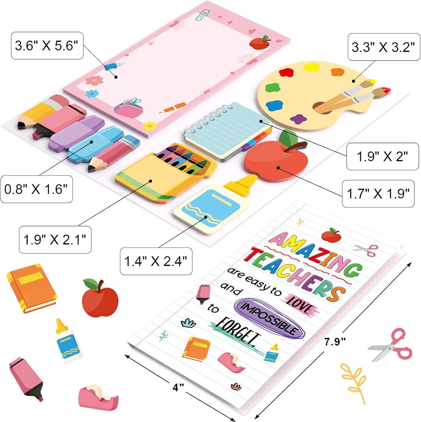 Ceiba Tree Teacher Sticky Notes Set Self-Stick Memo Pads Page Markers Thank You Teachers Giftd for Appreciation Week End of Year