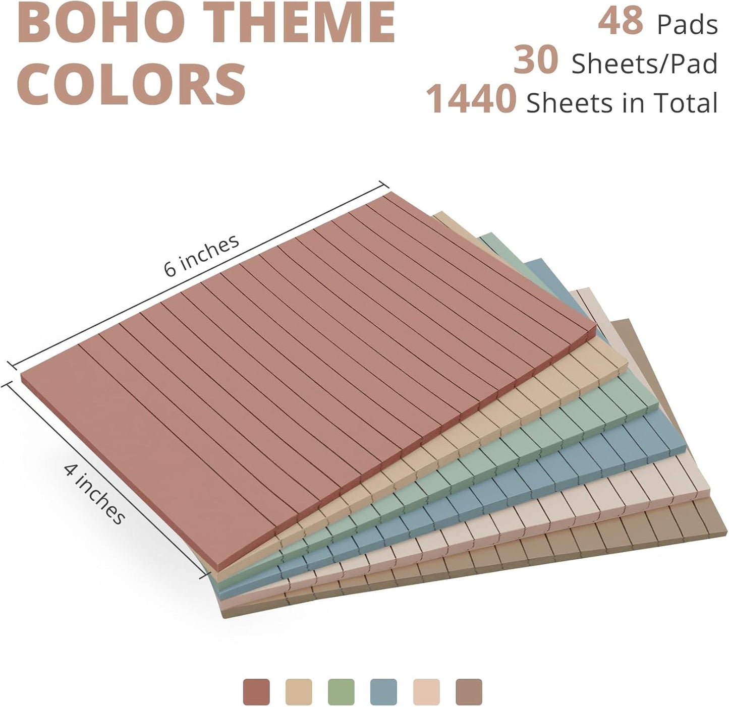 Lined Sticky Notes, 24 Pads, 4x6 Inches, Large Sticky Notes with Lines, Memo Note Pads in Multi Colors, 30 Sheets/Pad, Super Sticking Power for Office ＆ Home & Planning - Bright