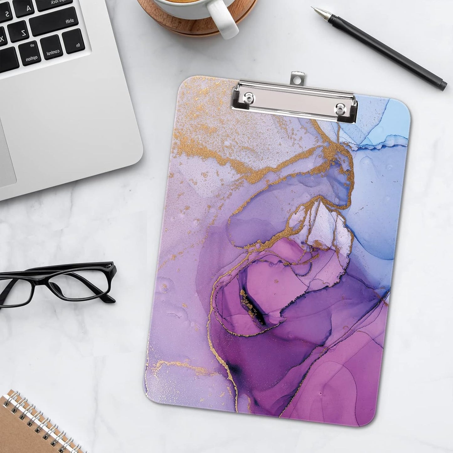 Hongri Plastic Cute Clipboard, Letter Size for Students, Teacher, Woman and Kids, Low Profile Clip, Decorative Pattern, Size 9 x 12.5 in, Dream Marble