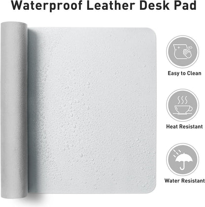 Aothia Leather Desk Pad Protector, Mouse Pad, Office Desk Mat, Non-Slip PU Leather Desk Blotter, Laptop Desk Pad, Waterproof Desk Writing Pad for Office and Home (Black,36" x 17") - Colors A