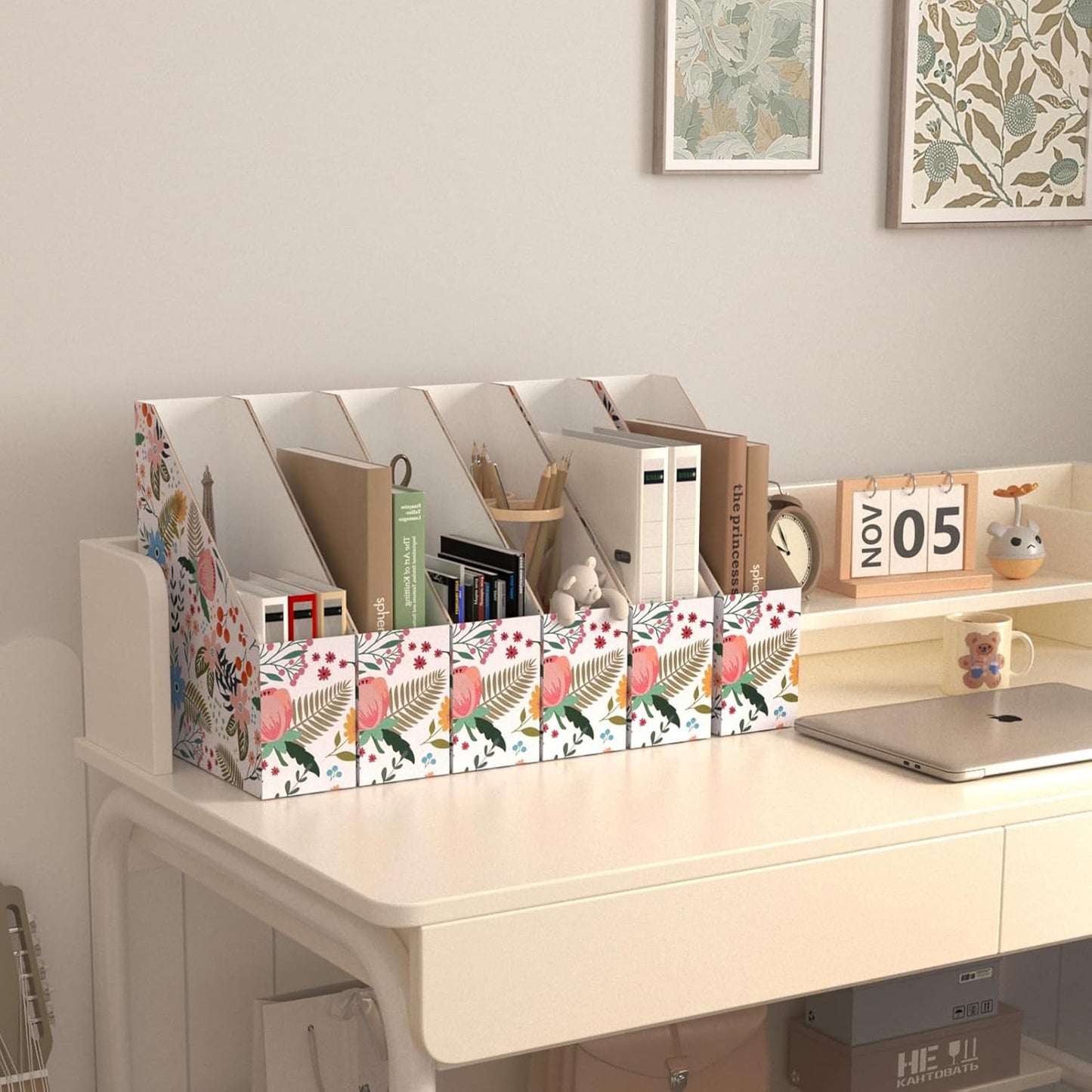 EXYGLO 12 Pack Brown Magazine File Holder, Cardboard Magazine Rack with Label, Foldable Storage Organizer Box for Book, Documents, 10x3.3x12 Inches