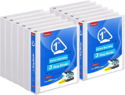 COMIX Heavy Duty Slant-D Ring View Binder, 1 inch 3 Ring Binders, Hold 225 Sheets of 8.5" x 11" Paper, 12 Pack (Black)