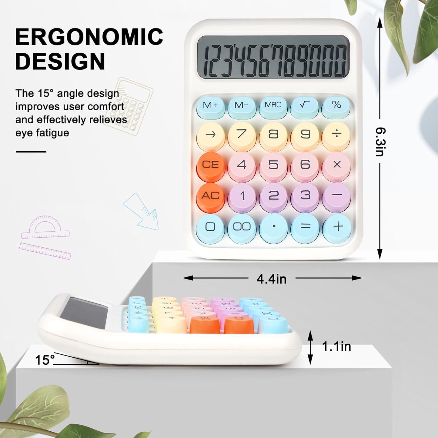 Mechanical Switch Calculator with Big Buttons, Calculators Desktop, 12 Digits, Large LCD Display, Desk Calculator, Cute Pink Calculators for Teachers Students Basic Office (Pink)