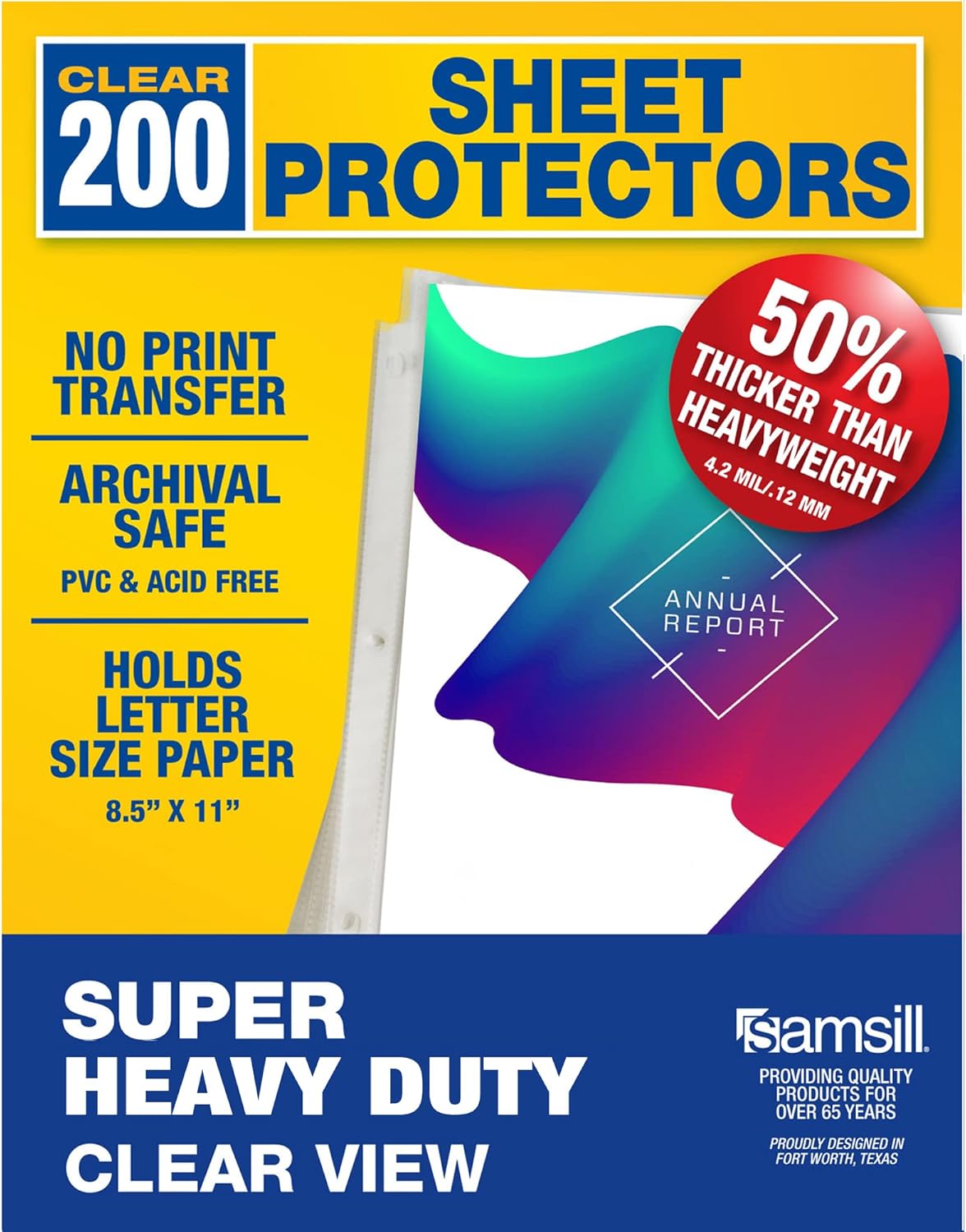 Samsill Ultra Clear Sheet Protectors, 250 Pack, 8.5x11 Inch Page Protectors for 3 Ring Binder, Premium Heavy Duty, Letter Size, Top Loading, Acid Free