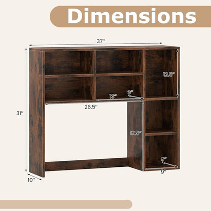 Tangkula Desktop Bookshelf, Countertop Storage Hutch with 5 Shelves for Computer Desk, Desk 3-Tier Display Rack, Multipurpose Wood Desktop Hutch Storage Organizer for Dorm Office Home