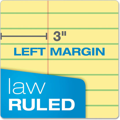 Ampad Double-Sheet Writing Pad, 8-1/2" x 11-3/4", Law Rule, Canary Paper, 3-Hole Punched, 100 Sheets (20-245)