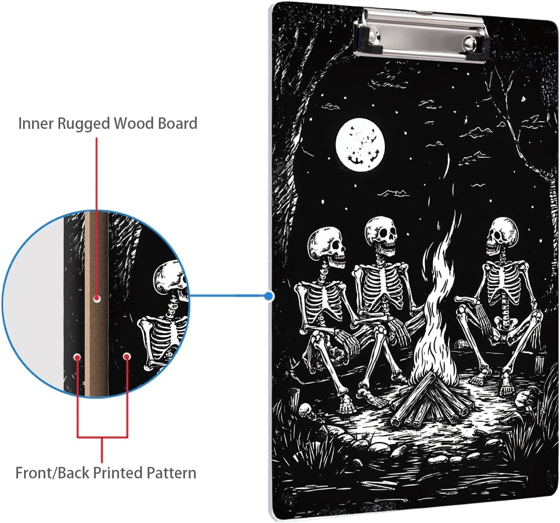 WAVEYU Fashion Cute Clipboard, Decorative Office Hardboard Wood Nursing Clip Board for Standard A4 Letter Size for Students, Women, Men, 12.5"x 9", Black+White02