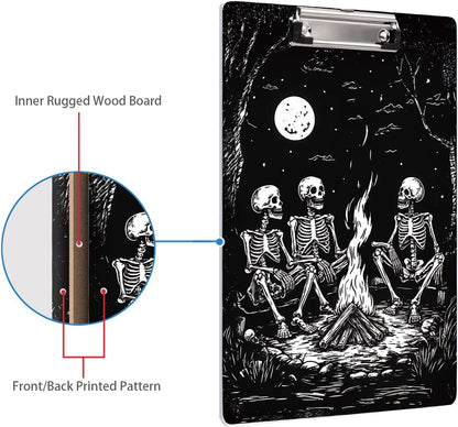 WAVEYU Fashion Cute Clipboard, Decorative Office Hardboard Wood Nursing Clip Board for Standard A4 Letter Size for Students, Women, Men, 12.5"x 9", Black+White02
