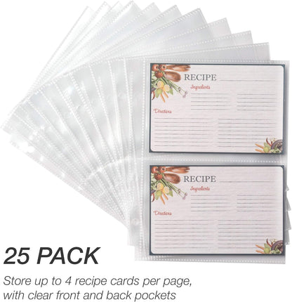Samsill 8 Tab Recipe Dividers, Recipe Sleeves, Sheet Protector Dividers, with Tab Inserts, Clear, Super Heavyweight, Top Loading, 3 Hole Punched for Standard Letter Size Binders, Archival Safe