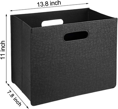 HofferRuffer Magazine Basket Holder, Foldable Magazine Rack, Document File Holder Organizer, File Folder, Newspaper Storage Bin Organizer for Home or Office (Brown)