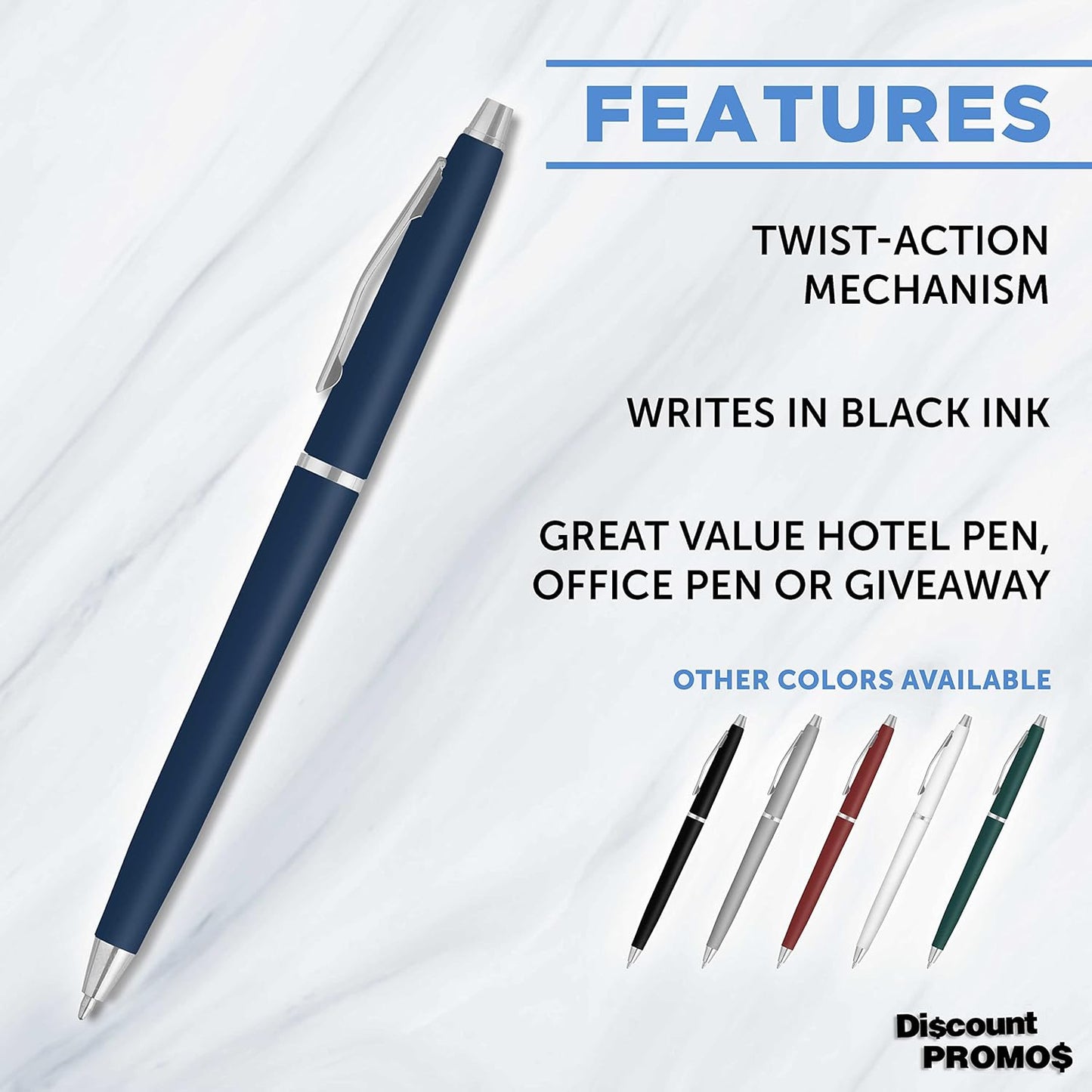 Personalized Langham Ballpoint Pens, Set of 10/50/100 by DISCOUNT PROMOS - Black Ink, Great for Office, Business, Tradeshows - Black