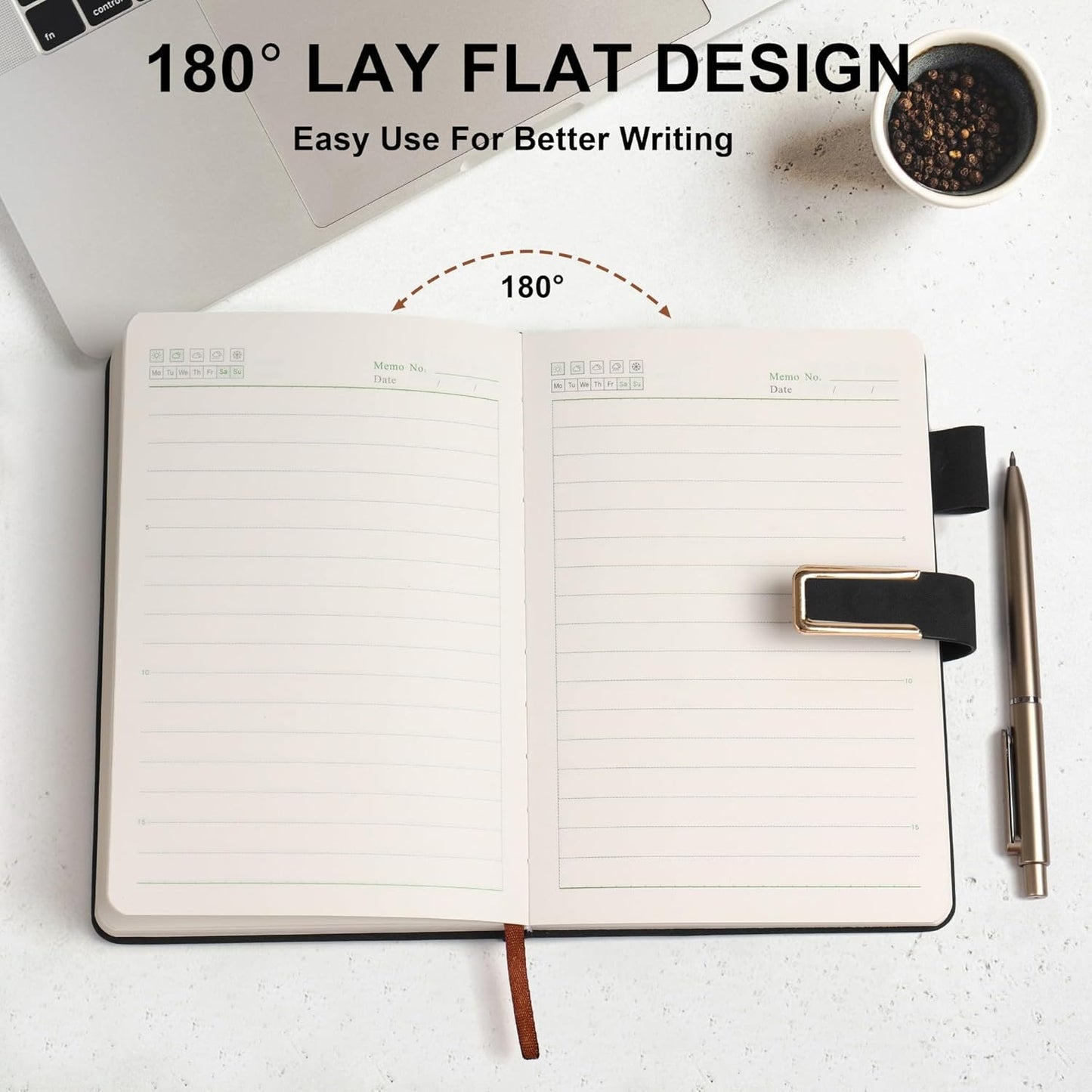 Hardcover Lined Notebook Journal for Women & Men,256 Pages 5.7 x 8.3 inches,A5 Ruled Notebooks Magnetic Closure Leather Journal,Daily for Work,Meeting,Travel,Writing,School and Note Taking (Gray)