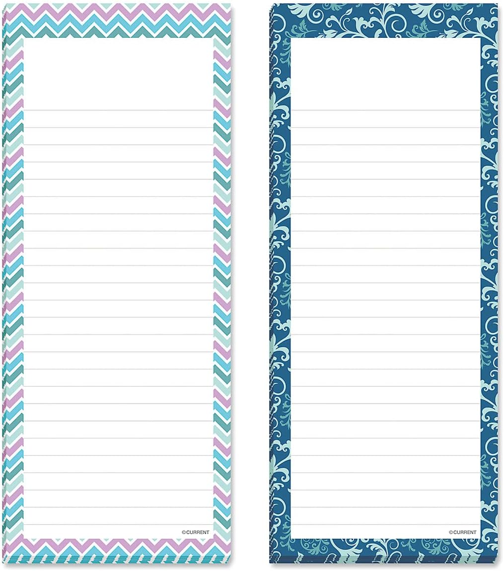Current Cool Patterns Magnetic Notepads - Set of 6 List Pads, 6 designs, 50-Sheet Pads, 3 1/4 x 8 Inches, Lined Memo Pads, Shopping List, Office Organizer