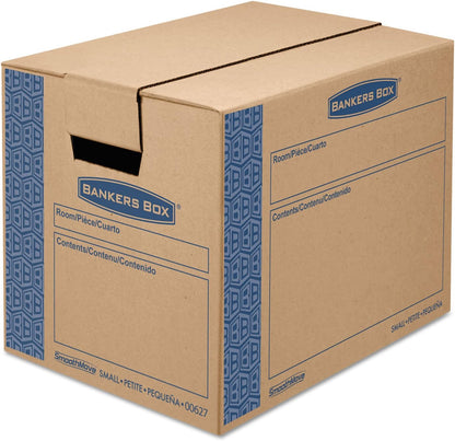 Bankers Box Large Prime Moving Box 6 Pack, Reinforced Handles, Tape-Free Assembly, Attached Lid, 18-in x 18-in x 24-in (0062904)