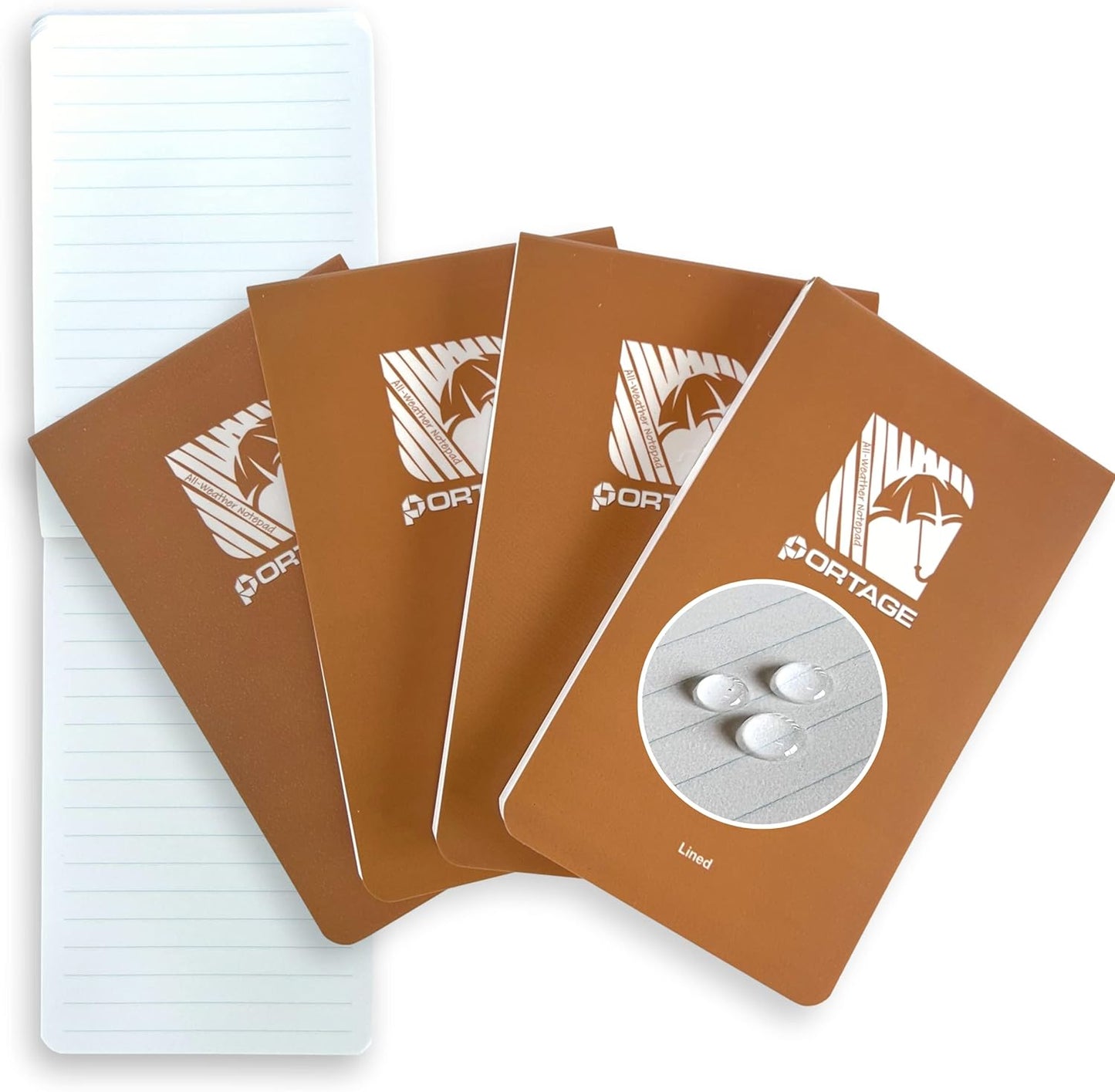 Portage Notebooks - 4 Pack Waterproof Notebook, Made From Recycled Stone Waste, Small Notepad, All Weather Notebook, Write in any Weather - 3x5 In, 40 Lined Sheets, Variety 4 Pack