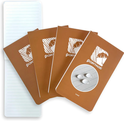 Portage Notebooks - 4 Pack Waterproof Notebook, Made From Recycled Stone Waste, Small Notepad, All Weather Notebook, Write in any Weather - 3x5 In, 40 Lined Sheets, Variety 4 Pack