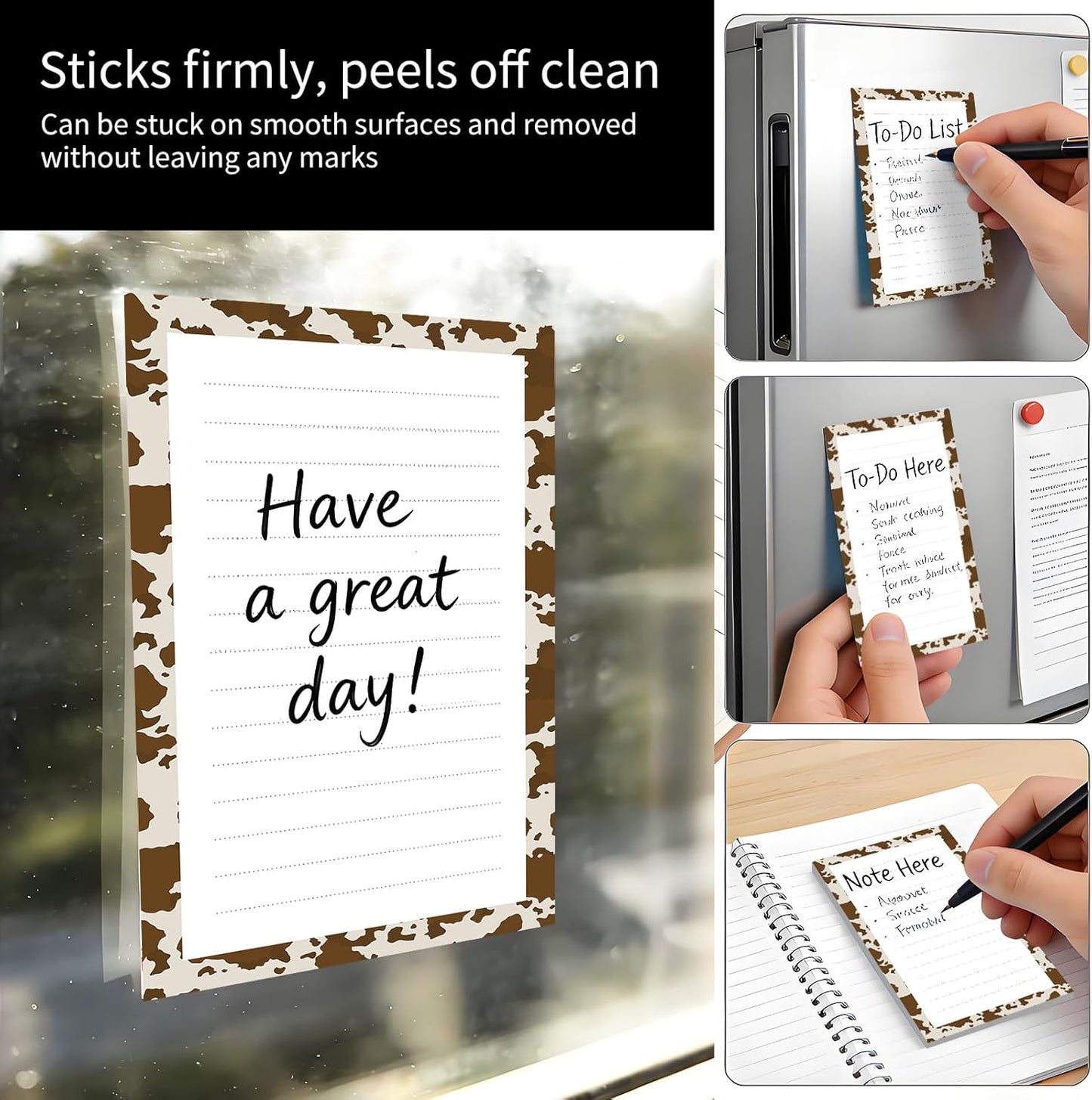2 Pack Sticky Notes 4x6 in, Funny Large Notepads with Lines, Cute Self-Stick Memo Note Pads for Office, Home, Meeting Luxury Boho Flowers