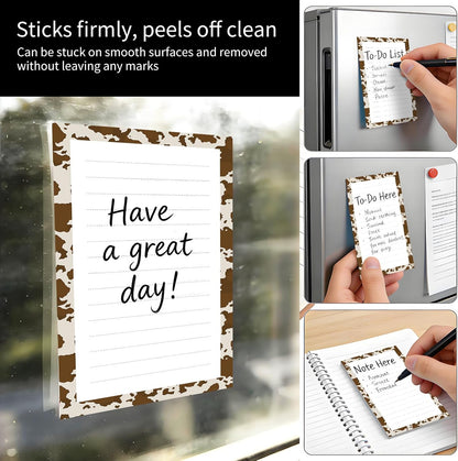 2 Pack Sticky Notes 4x6 in, Funny Large Notepads with Lines, Cute Self-Stick Memo Note Pads for Office, Home, Meeting Luxury Boho Flowers