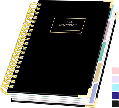 Hardcover Spiral Notebook with Tabs 8"x10" Large Spiral Lined Journals for Women with Dividers 240 Pages College Ruled Composition Notebook 5 Subject Notebook for Work, Back to School, Gifts, Purple