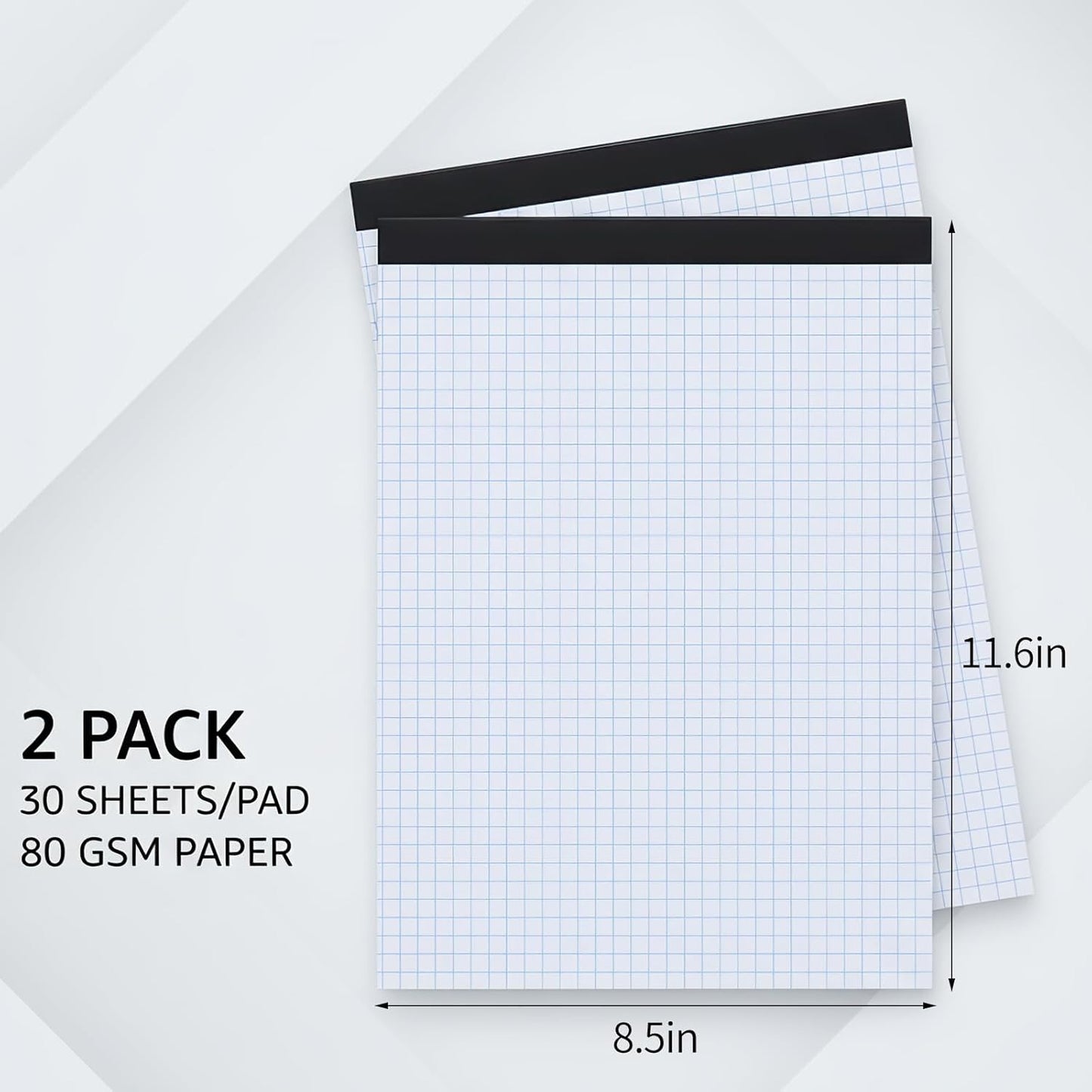 Thboxes 30 Sheets Graph Paper , 11.6" X 8.5" 4x4（4 Squares Per Inch）Easy Tears Off Grid Paper Pad 2 Pack Engineering Technical Drawings Plotting, Graph Paper Notebook for School, Office Graph Notepads