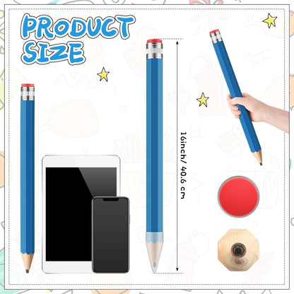 16 Inch Wooden Large Jumbo Pencils Giant Big Funny Wood Pencil with Cap and Eraser Fun Novelty Gifts for Kids School Kindergarten Home Office Prop Supplies(Purple)
