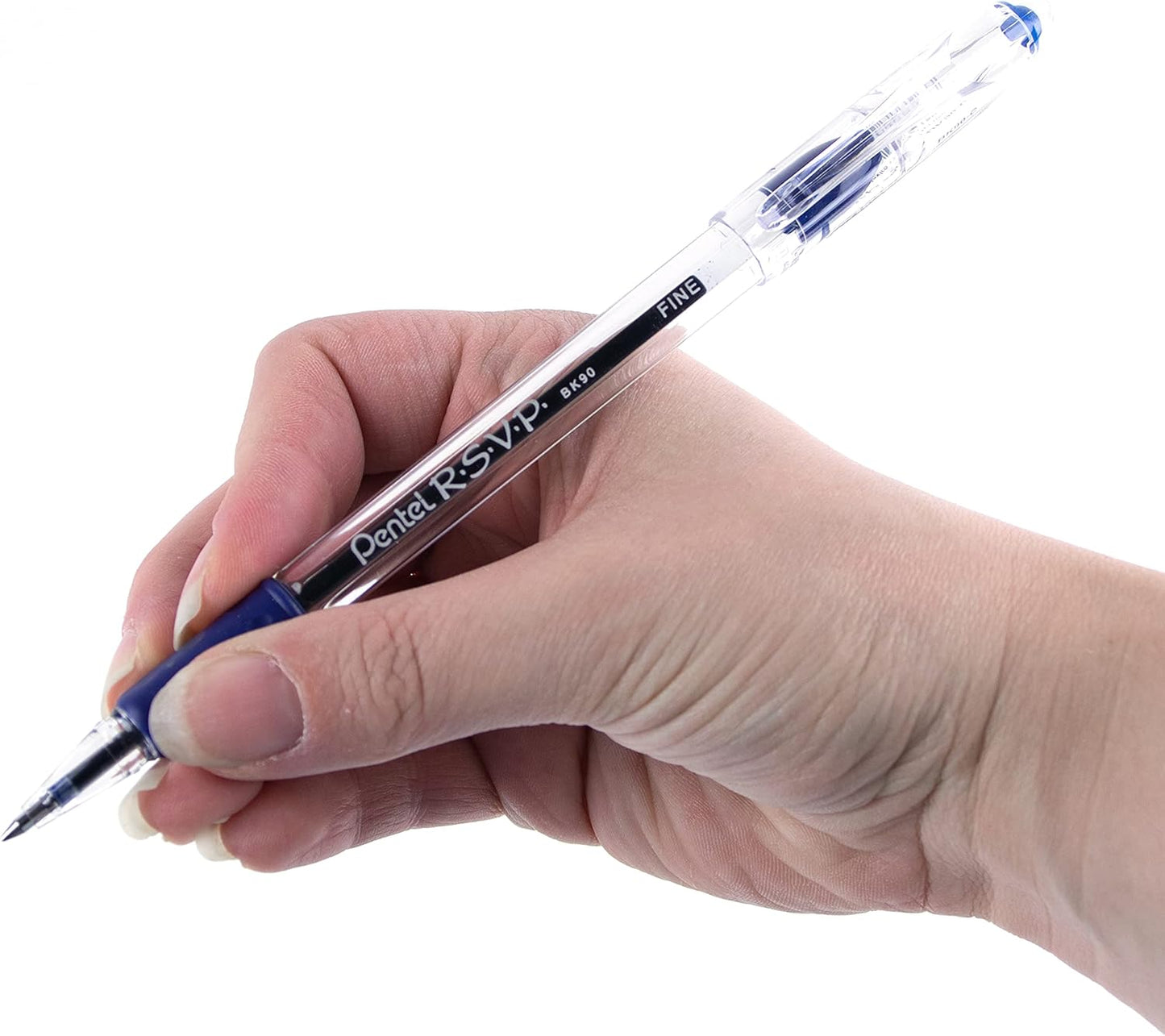 Pentel RSVP Ballpoint Pen, Fine Line, (0.7mm), Black Ink (BK90-A) (Pack of 1, 12 Count Total)