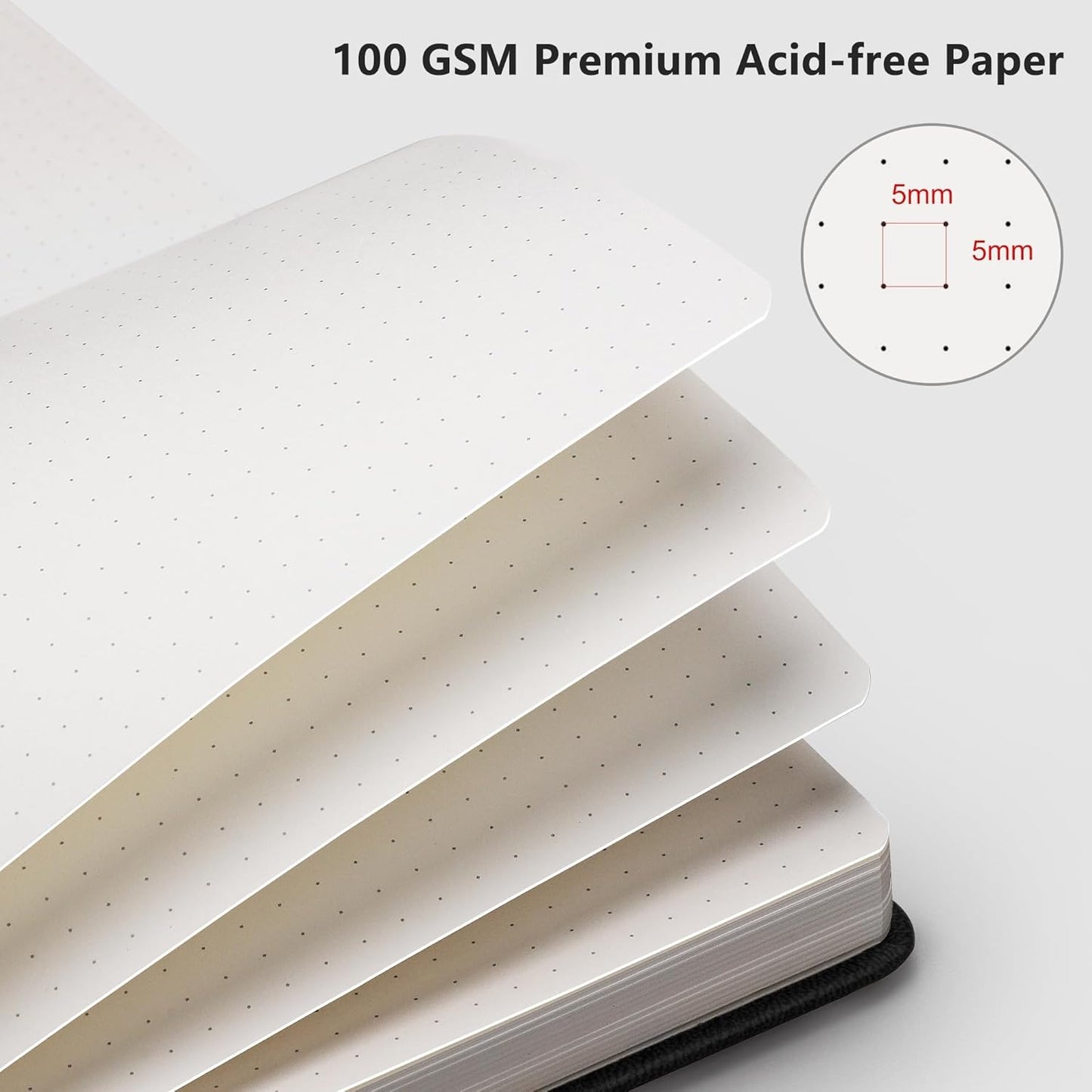 RETTACY Graph Grid Paper Notebook, 192 Pages, A5 Medium Size (5.7'' x 8.3''), 5 Squares per Inch, Leather Hardcover, 100 GSM Thick Paper, for School, Students, Math, Engineering (Brown)