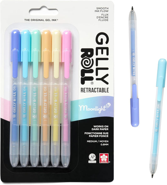 SAKURA Gelly Roll Retractable Gel Pens Colored - Stardust Glitter Gel & Medium Point - For Journaling, Art, or Drawing - With Assorted Colored Ink - 10 Pens