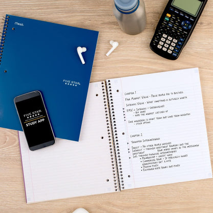 Five Star Spiral Notebook + Study App, 3 Subject, College Ruled Paper, 8-1/2" x 11", 150 Sheets, Fights Ink Bleed, Water Resistant Cover, Amethyst Purple (38746)