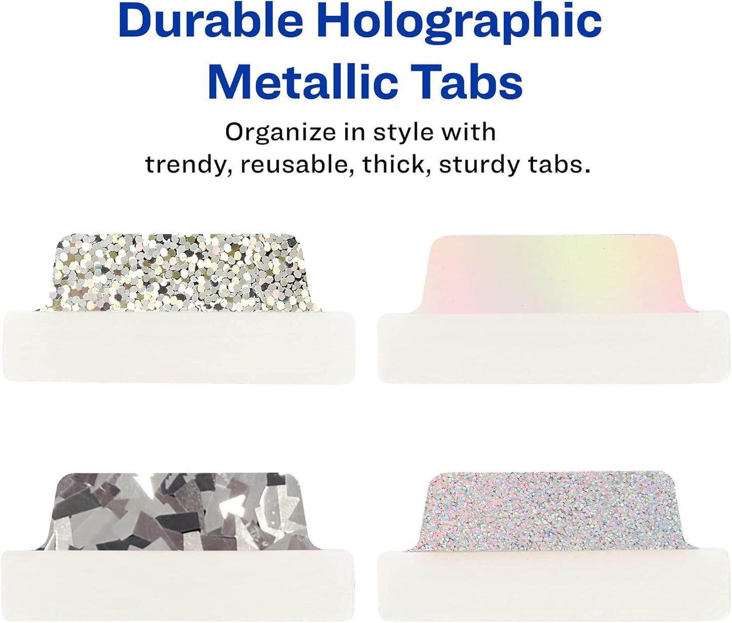 Avery Ultra Tabs Luxe Collection, 2.5" x 1" Margin Tabs, Holographic Iridescent Designs, Repositionable, 16 Total (74179)