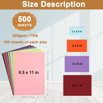 Silunkia 100 Sheets White Cardstock 5 Assorted Sizes Craft Paper, 200gsm/75lb White Card Stock Certificates Paper for DIY Cards Making, Business Cards, Wedding Invitations, School Crafting, Menus