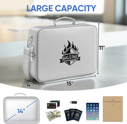 BALEINE Fireproof Document Box with Lock, Portable Fireproof Document Bag Waterproof Fire Proof File Boxes for Documents, File Organizer Box for Important Paperwork (Pink, 15''x11''x4'')