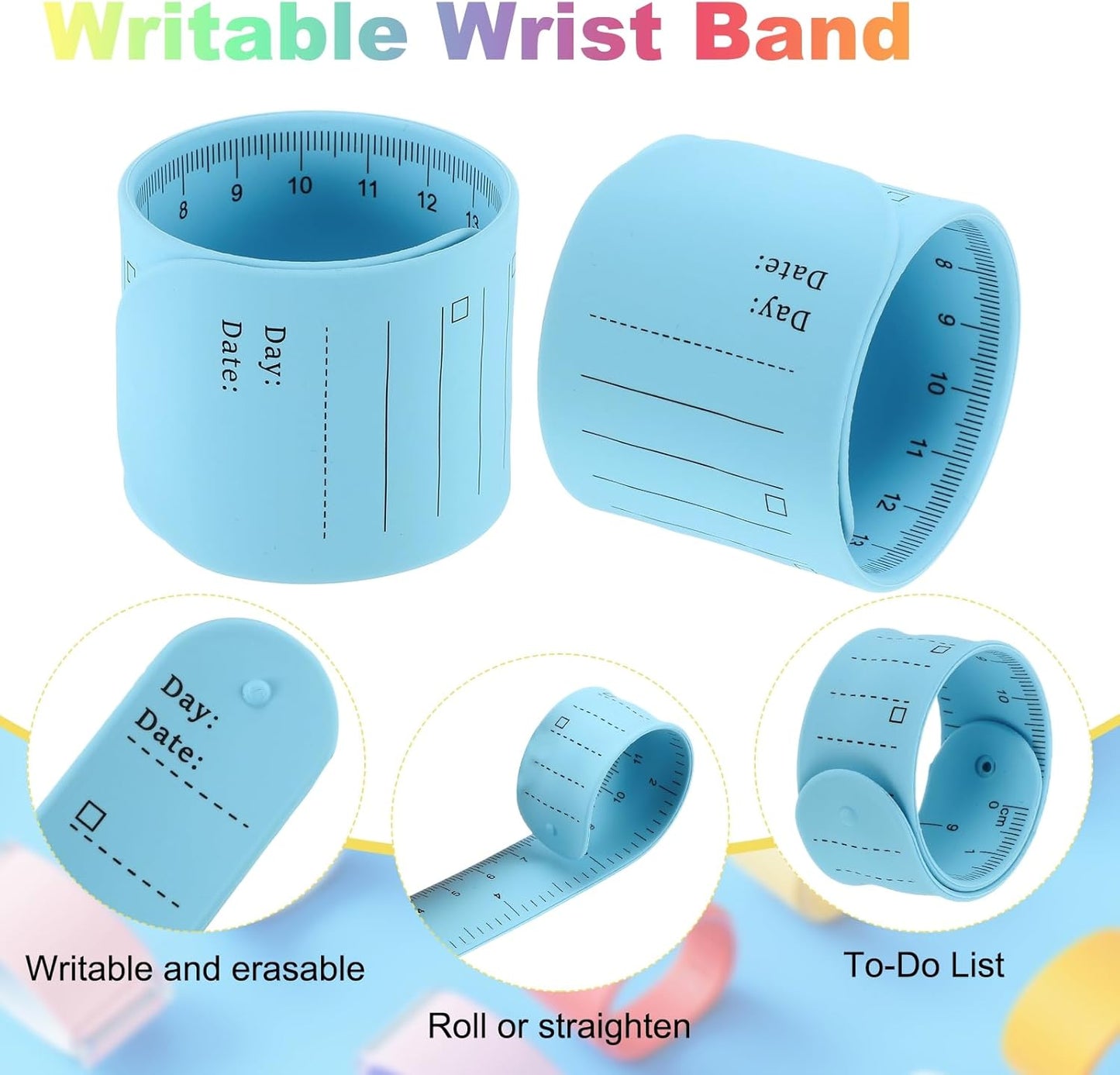 uxcell 2Pcs Writable Wrist Band, 9.45" x 1.18" Waterproof Slap Bracelet Reusable Writable Erasable to Do List Silicone Memo Wrist Bands for Planner Reminder (White)