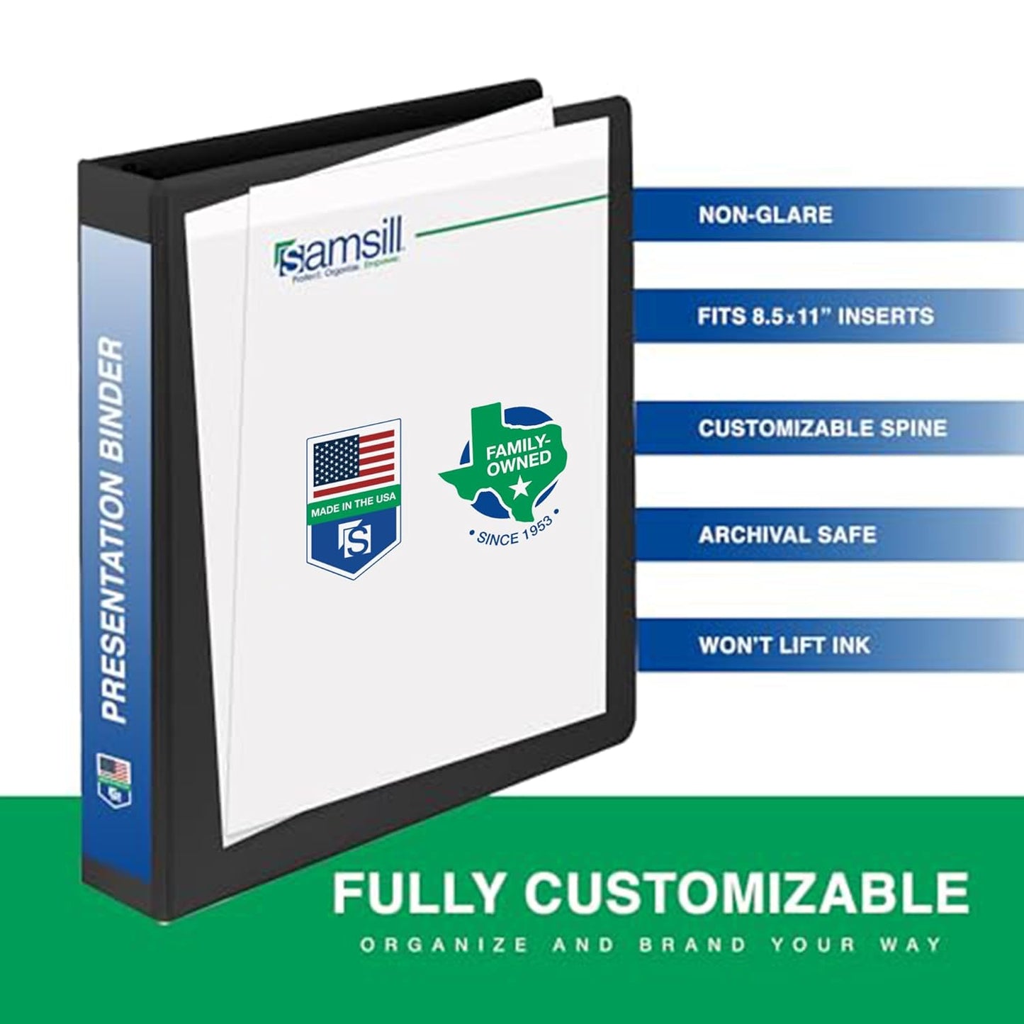 Samsill 3 Inch 3 Ring Binders, Economy Round Ring, Clear View Cover, 550 Sheet Capacity - for School, Home, Office - Black, 4 Pack