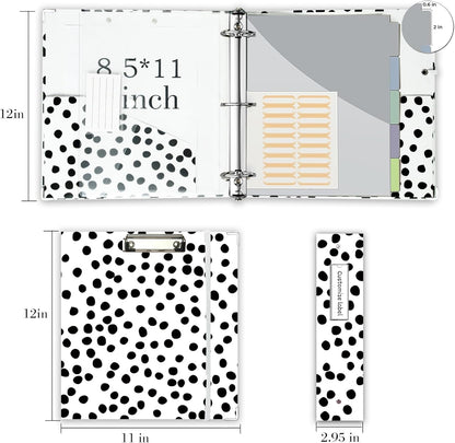 3 Ring Binder 1 Inch, Three Ring Binders Organizer with Clipboard, 5-Tabs Pockets Dividers, Plastic Folder, 18 Divider Stikers, BVSSX Pretty Binder with Pen Loop (Black Weeds, Letter Size)