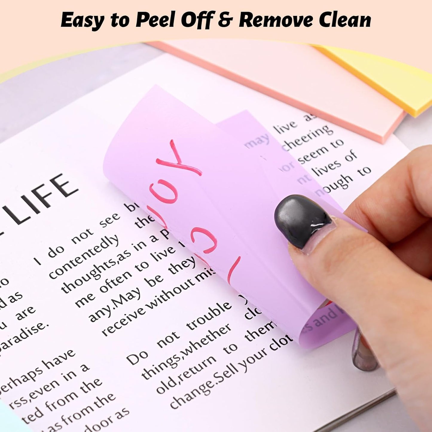 800 Sheets Transparent Sticky Notes, 3x3 Inch 14 Pads Self-Adhesive Translucent Clear See Through Post Sticky Notes for Planner Office School College Teacher Student Supplies 6 Bright Color