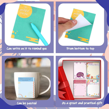 Yinder 24 Pack Inspirational Sticky Notes Motivational Notepads Appreciation Sticky Notes Funny Memo Pads Positive Note Bulk 3 x 4 Gift for Women Nurse Teacher Office Supplies(Black,Inspirational)