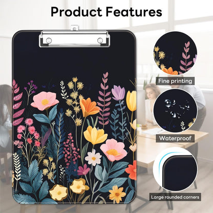 Plastic Cute Clipboard Low-Profile Metal Clip, A4 Letter Size 9 x 12.5 in, 8.5 x 11 Paper Clip Board for Teachers, Nurses, Classroom,Cute Black Cats
