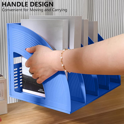 Marte Vanci Magazine File Holder Vertical PP Folder Book Desktop Organizer Plastic Storage Sturdy Vertical 4 Section Folder (Purple)