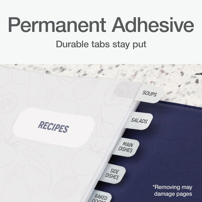 Redi-Tag Laser Index Tabs, Divider Tabs, Permanent Adhesive Index Labels, Customizable Divider Labels, 7/16" x 1", White, 180 Tabs, (B33001)