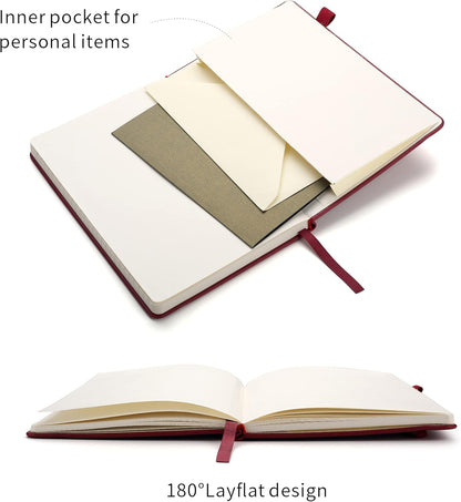 Deziliao Lined Journal Notebooks with Pen Loop, Hardcover Notebook Journal for Work, 100Gsm Premium Thick Paper with Inner Pocket, Medium 5.7"x8.4", （Black, Ruled）
